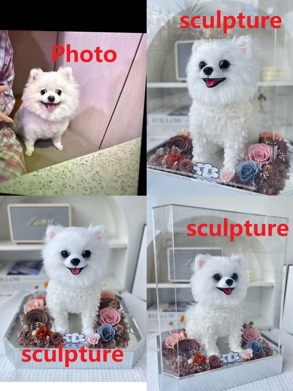 Handmade realistic dog figurine memorial gift 