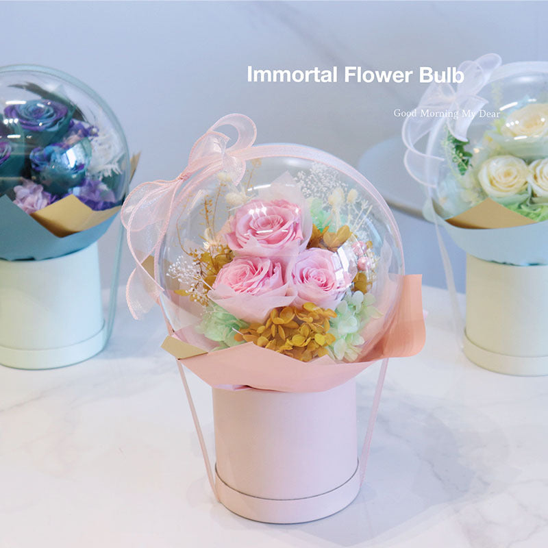 Ins Style Bobo Ball Preserved Rose Bouquet Transparent Sphere Eternal Flower Bucket Gift