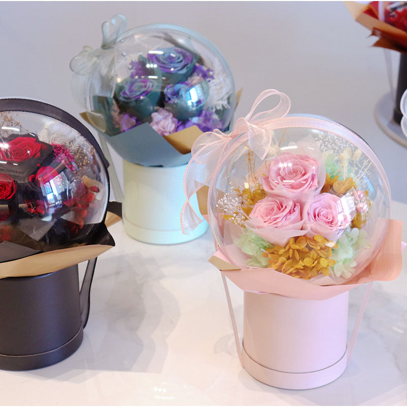 Soft Pink Preserved Rose Bobo Ball Bouquet Ins Aesthetic Birthday Gift For Women