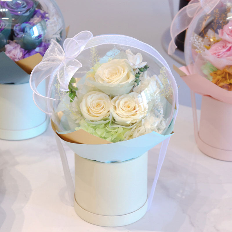 Soft Pink Preserved Rose Bobo Ball Bouquet Ins Aesthetic Birthday Gift For Women
