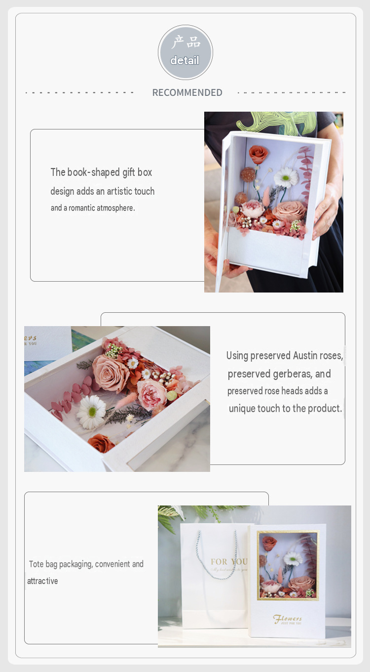 Retro Red Eternal Rose Book Floral Box Mother’s Day Desktop Decor