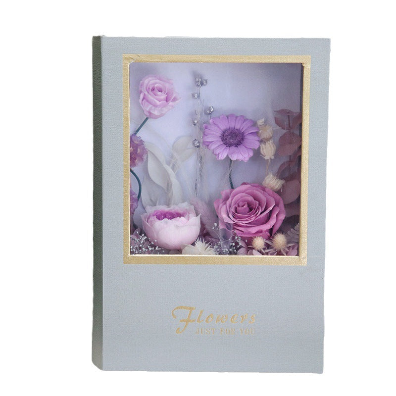 Retro Red Eternal Rose Book Floral Box Mother’s Day Desktop Decor