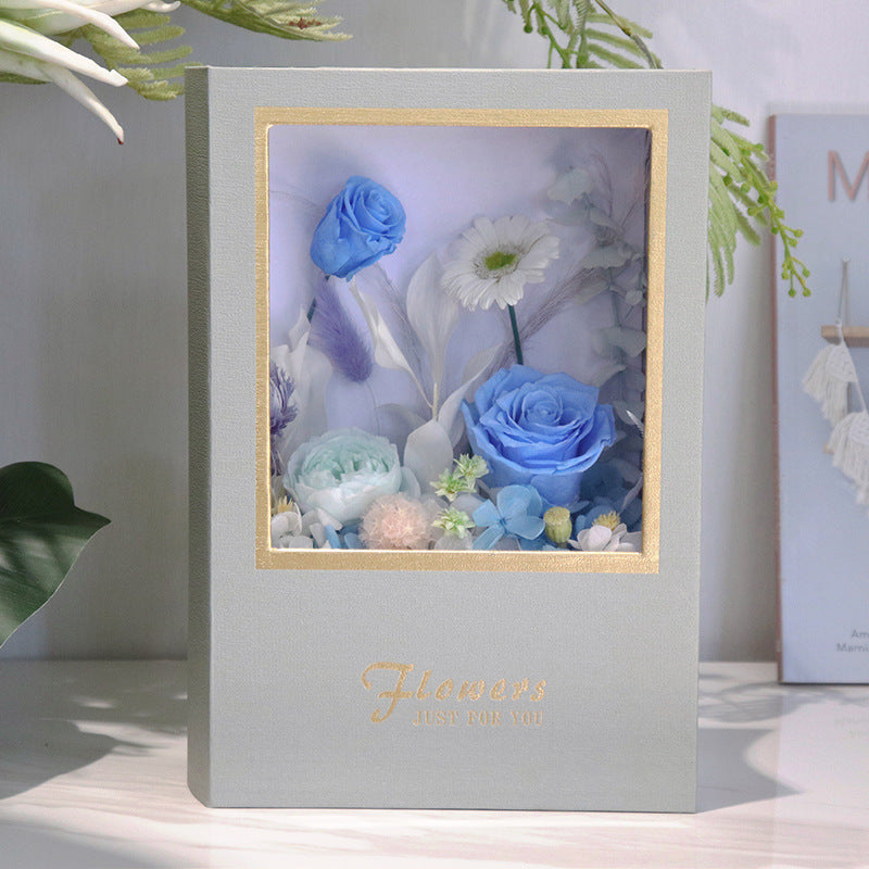 Open Book Shaped Preserved Flower Box Sentimental Anniversary Gift For Women