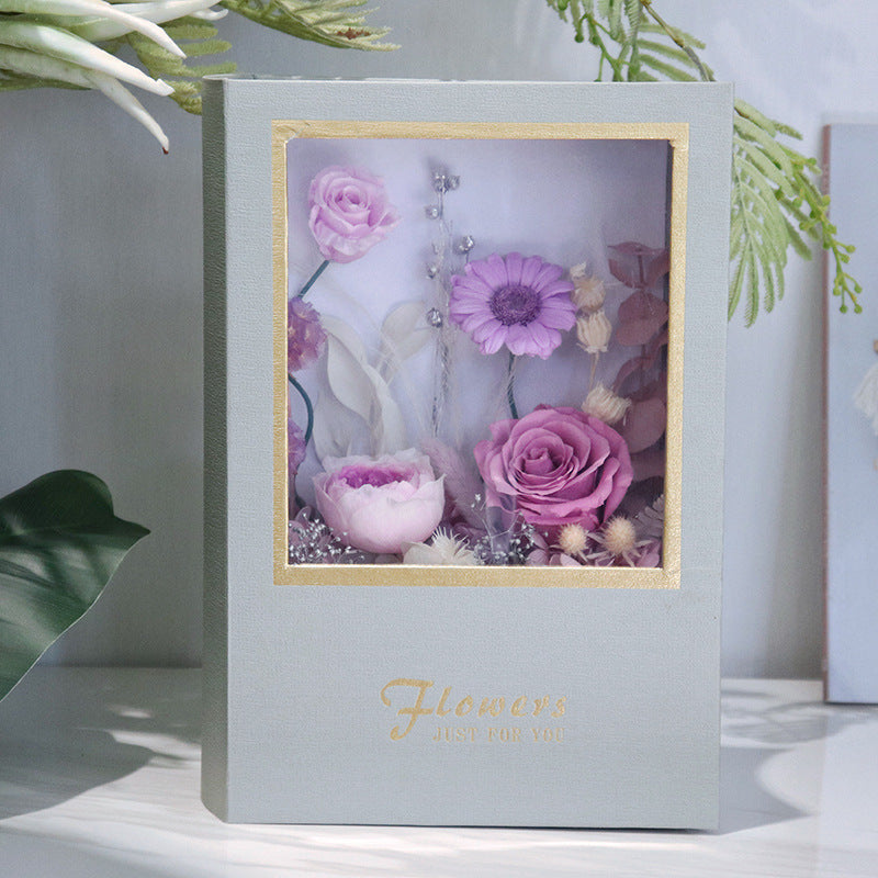 Open Book Shaped Preserved Flower Box Sentimental Anniversary Gift For Women