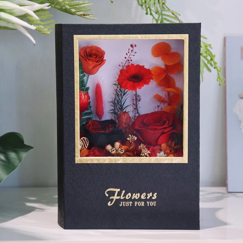 Open Book Shaped Preserved Flower Box Sentimental Anniversary Gift For Women