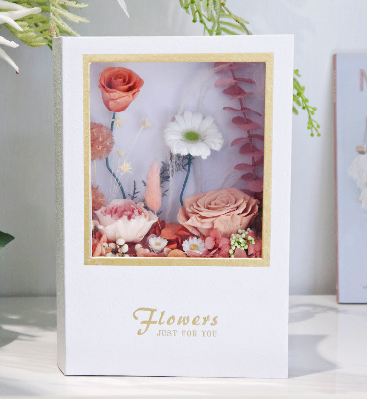 Open Book Shaped Preserved Flower Box Sentimental Anniversary Gift For Women