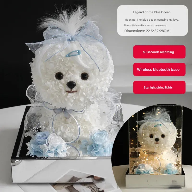 Valentine's Day gift, eternal flower gift box, finished hydrangea, high-end decorative item, puppy birthday gift