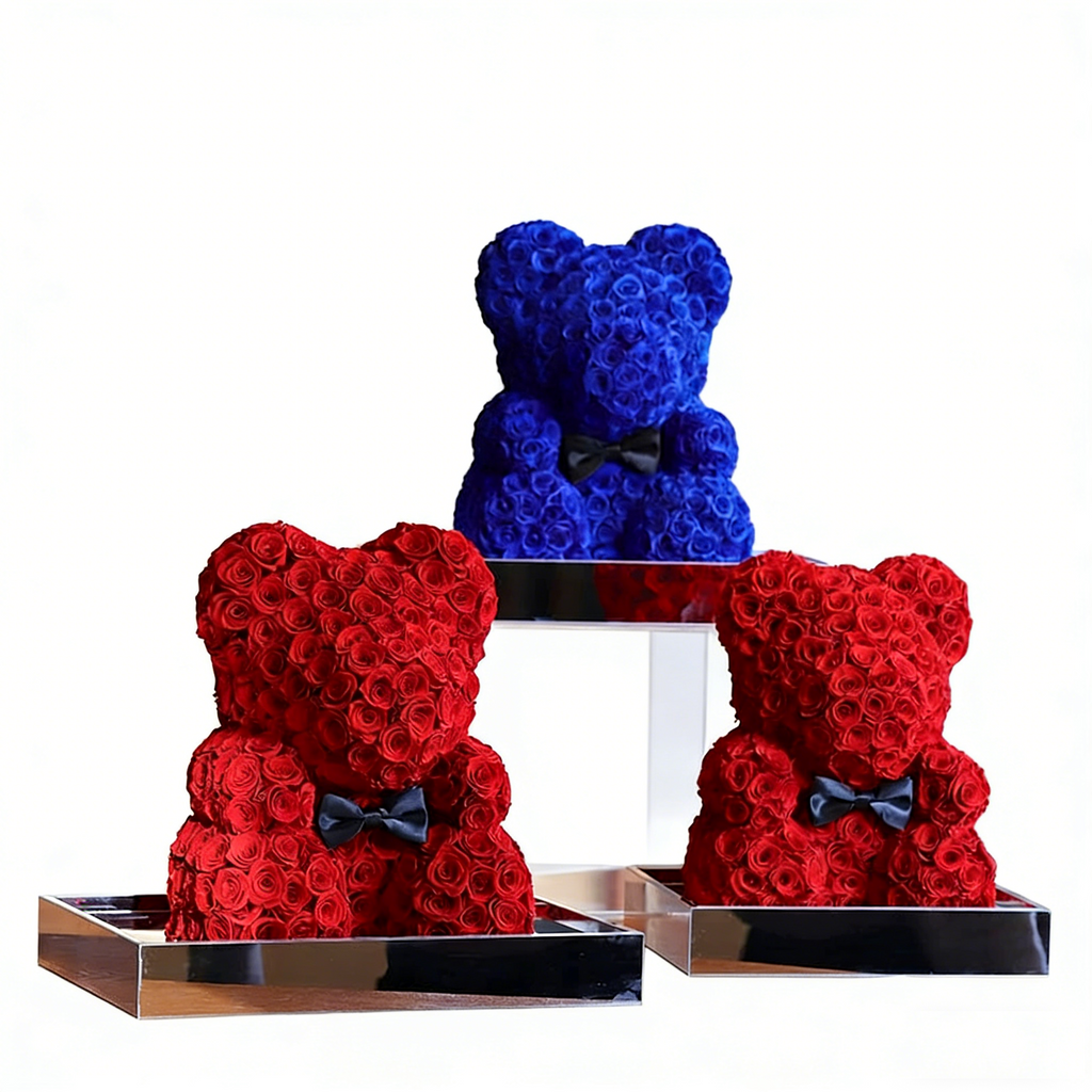 Eternal rose flower bear with heart