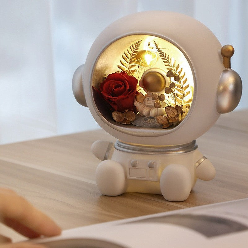 astronaut preserved rose night light red forever rose spaceman desktop gift decor
