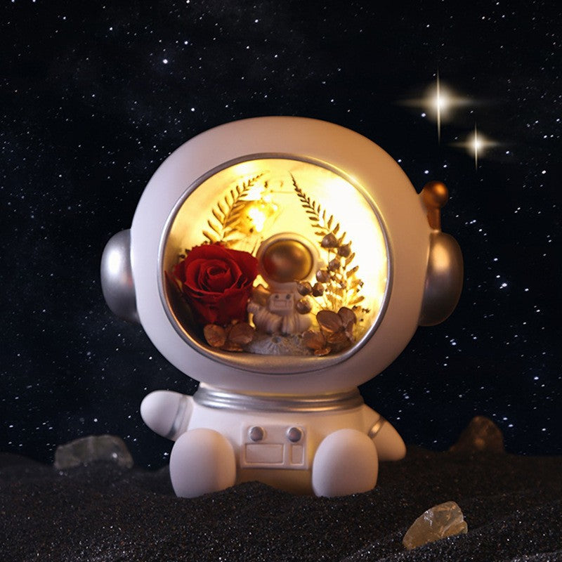 astronaut preserved rose night light red forever rose spaceman desktop gift decor1