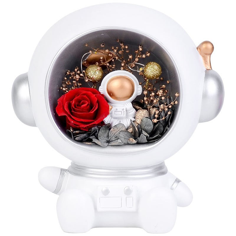 multi-color astronaut preserved rose night light collection creative home ornament