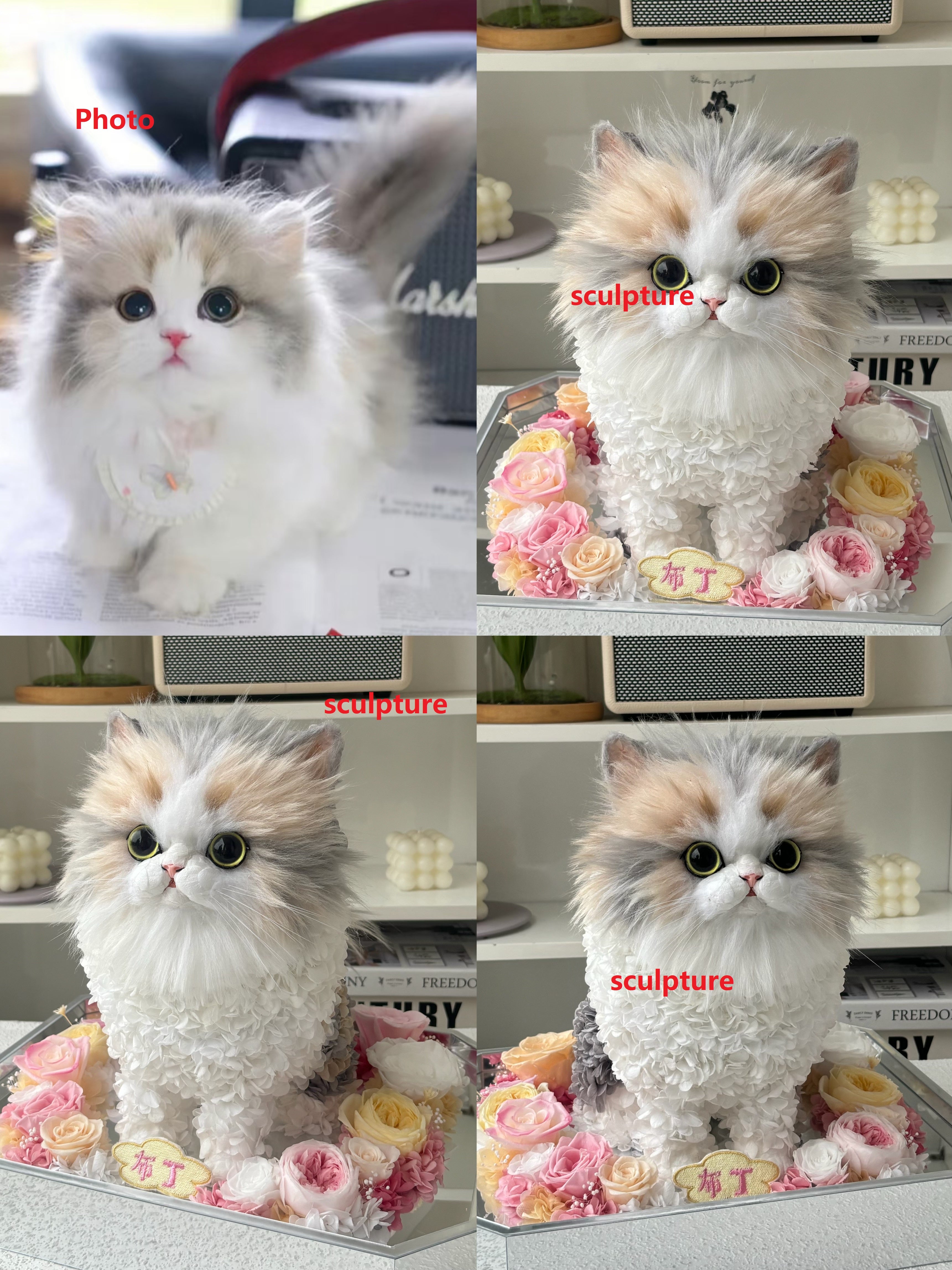 Custom cat memorial figure handmade from photo 