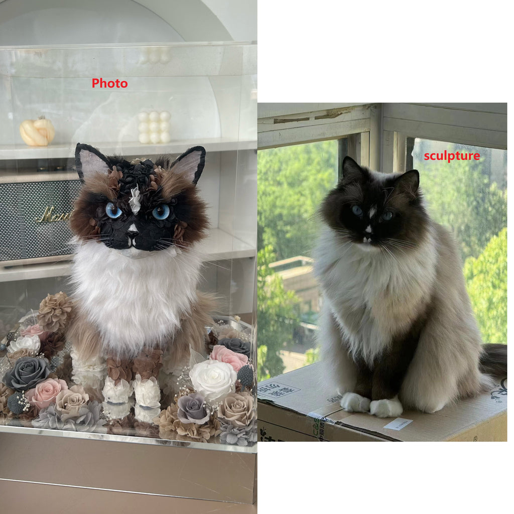 Handmade cat portrait sculpture from photo