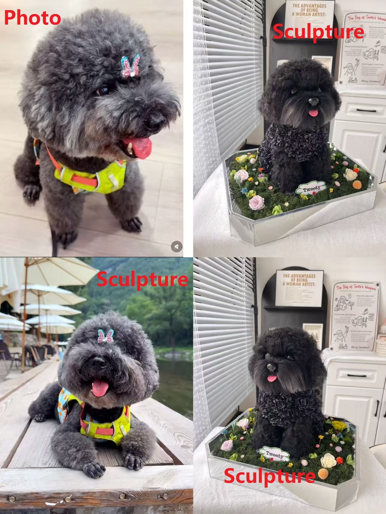 Custom dog memorial figure handmade from photo