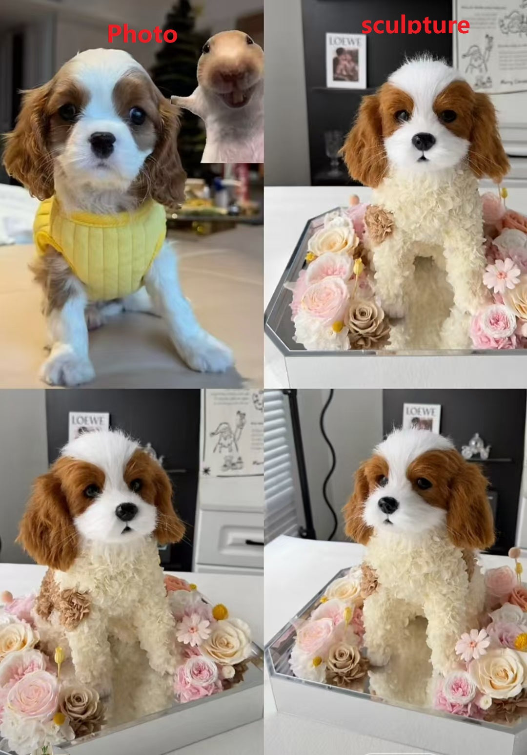 Custom dog memorial figure handmade from photo