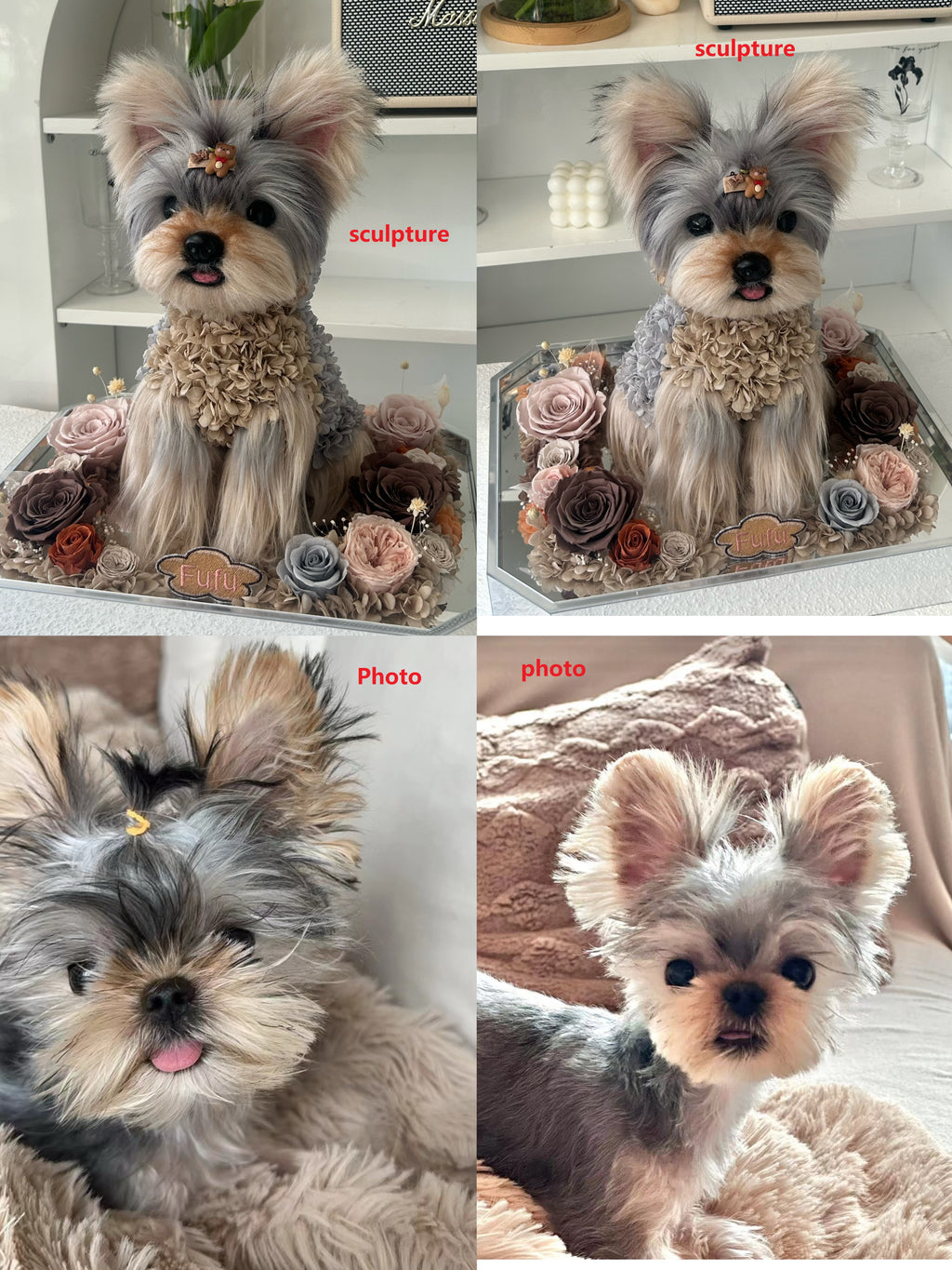 Handmade realistic dog figurine memorial gift 