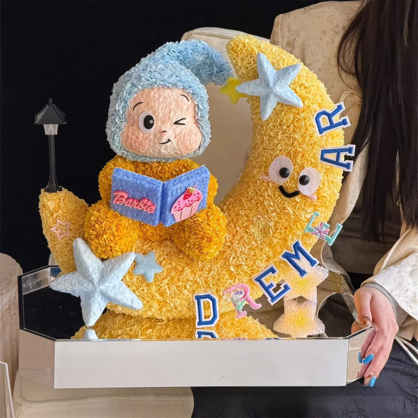 Valentine's Day twinkle star eternal flower hydrangea real flower doll ornament gift box for girlfriend's birthday present