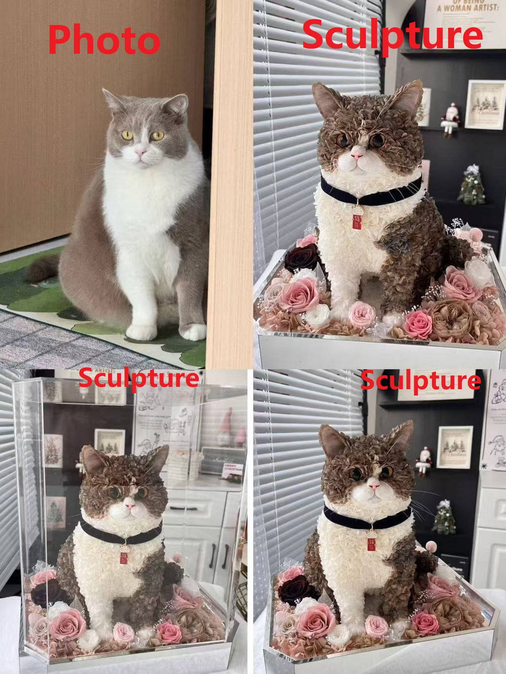 Floral pet memorial figure handmade