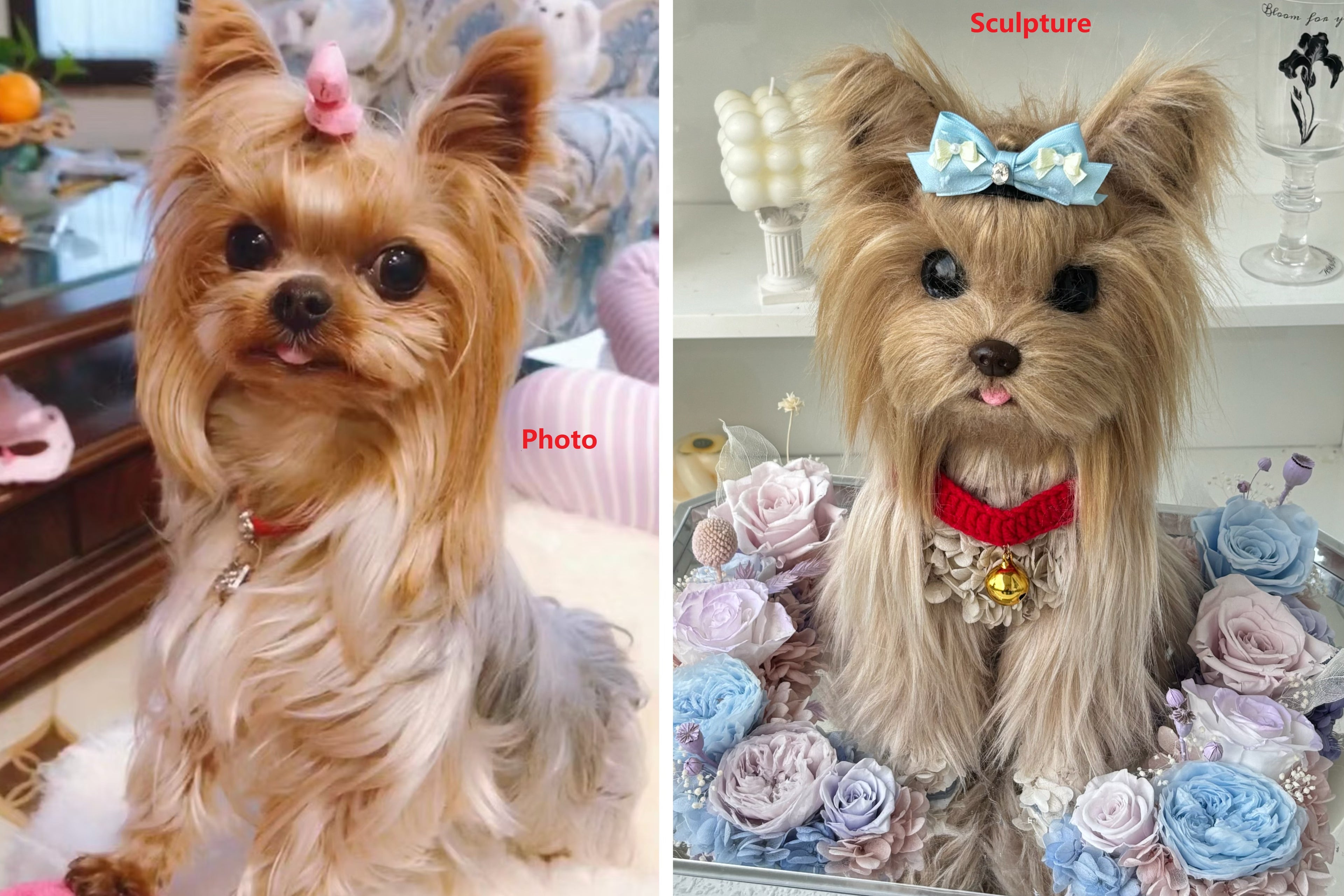 Handmade realistic dog figurine memorial gift 
