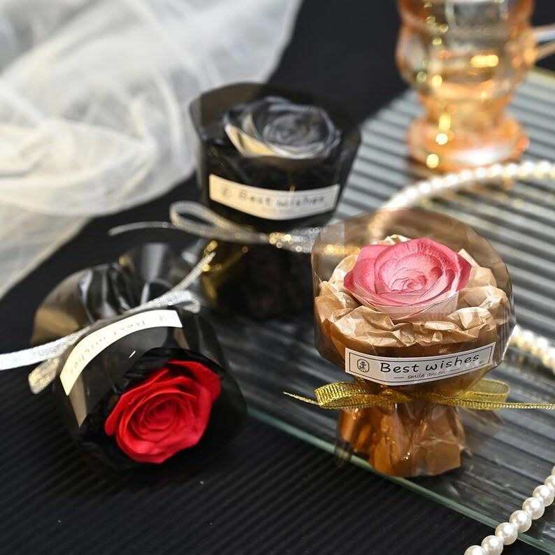 cream and black mini preserved rose bouquet multi color gift set