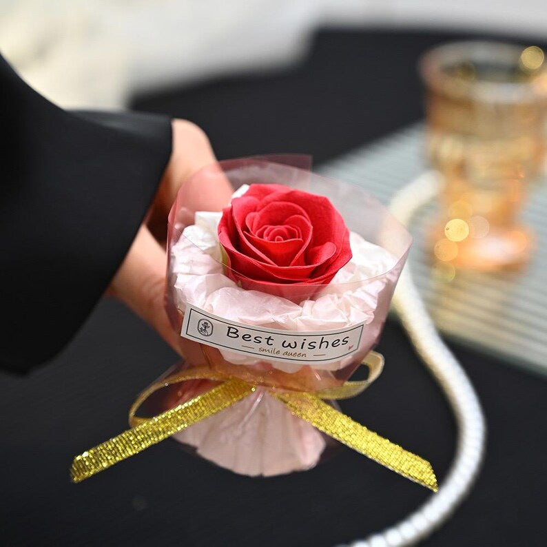 red mini preserved rose bouquet valentine day small handheld gift