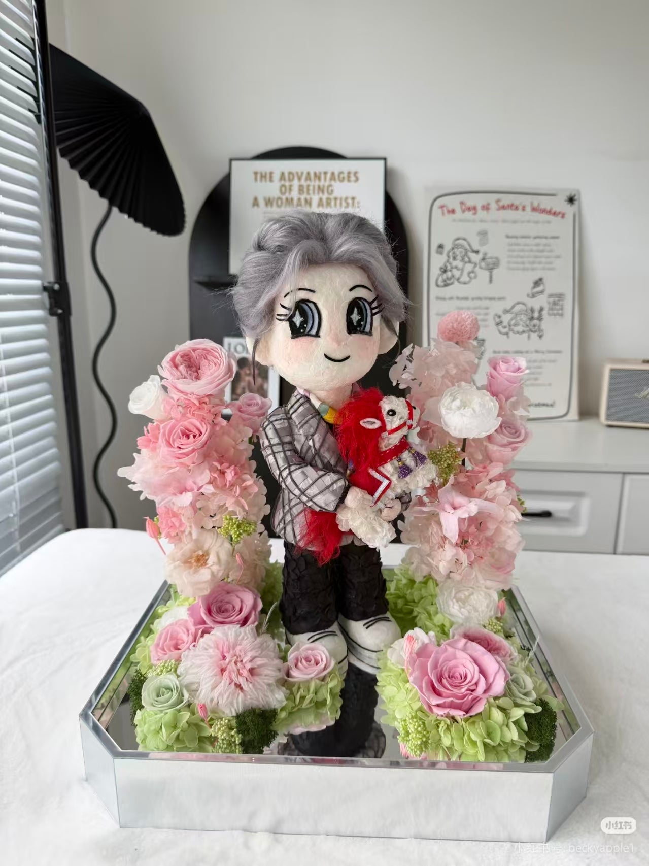 Custom preserved flower doll memorial Figure