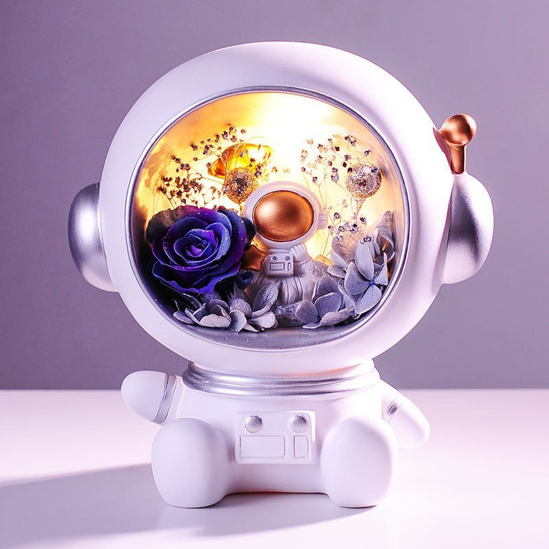 purple preserved rose astronaut night light romantic valentine gift for her
